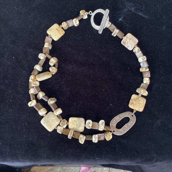 Earth Tone Ceramic Chunky  Inspirational Necklace - Picture 7 of 11